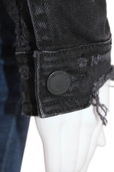 BLANKNYC Womens Cotton Studded Detail Buttoned Jean Jacket Black Size XS