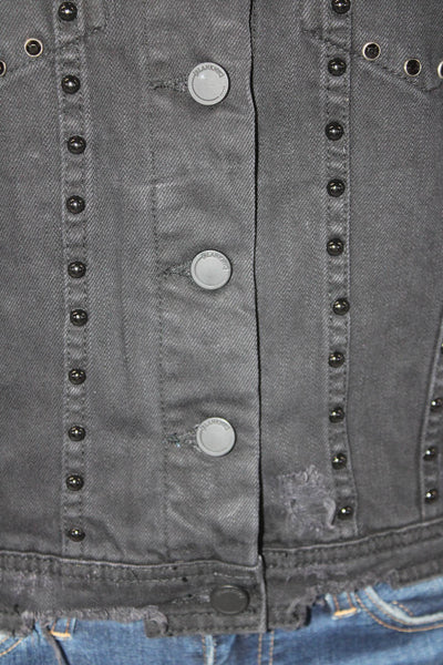 BLANKNYC Womens Cotton Studded Detail Buttoned Jean Jacket Black Size XS