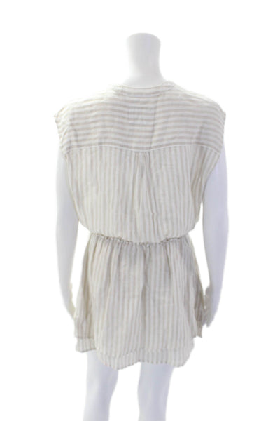 Rails Women's Sleeveless Round Neck Smocked Waist Mini Dress Striped Size S