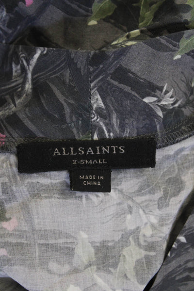 Allsaints Women's Shorts Sleeves Wrap Tie Waist Mini Dress Animal Print Size XS