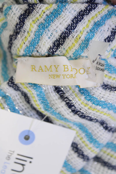Ramy Brook Women's Square Neck Fringe Smocked Waist Mini Dress Striped Size S