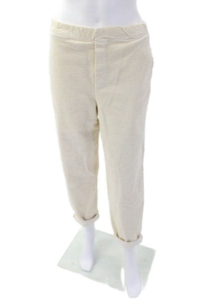 Stateside Women's Pull-On Flat Front Cuff Hem Casual Pants Cream Size M