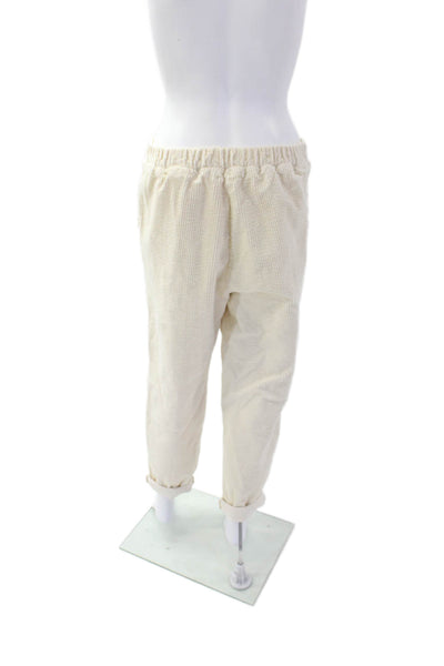 Stateside Women's Pull-On Flat Front Cuff Hem Casual Pants Cream Size M