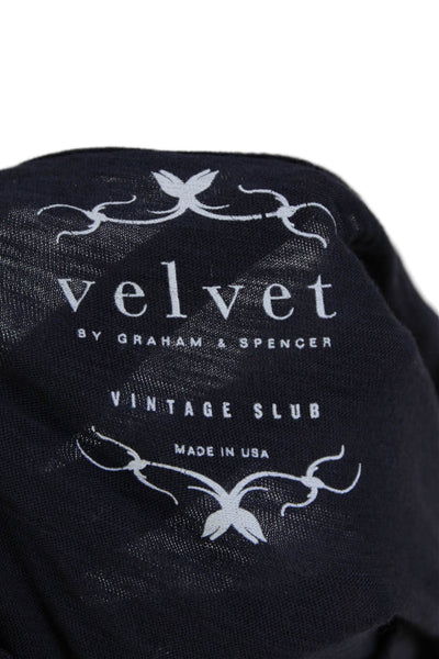 Velvet Womens Linen Round Neck Sleeveless Pullover Tiered Dress Navy Size S