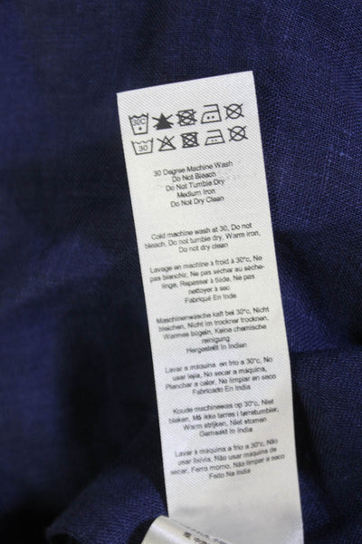 Aspiga Women's Hook Closure Linen Flat Front Dress Shorts Navy Blue Size S