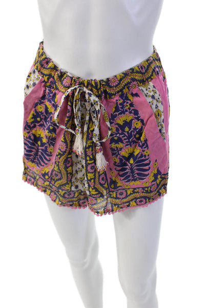 Calypso Saint Barth Women's Drawstring Waist Tassel Pocket Floral Shorts Size S