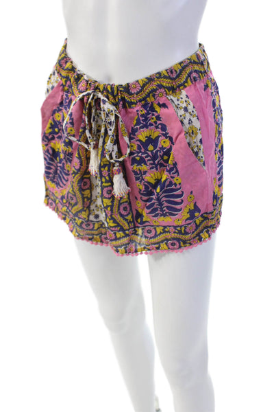 Calypso Saint Barth Women's Drawstring Waist Tassel Pocket Floral Shorts Size S