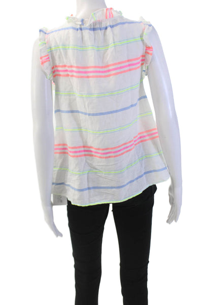 Vineyard Vines Women's Ruffle Tassel V-Neck Multicolor Striped Blouse XS