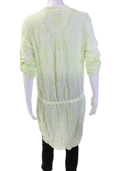 Heidi Klein Womens 3/4 Sleeves Round Neck Cinch Waist Tunic Bllouse Green Size S