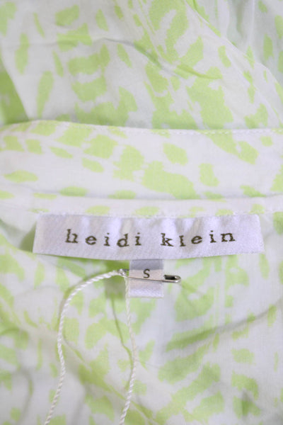 Heidi Klein Womens 3/4 Sleeves Round Neck Cinch Waist Tunic Bllouse Green Size S