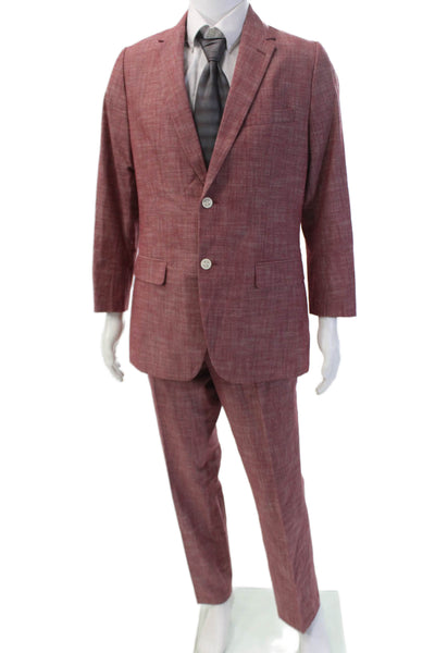Tasso Elba Men's Long Sleeves Collared Lined Two Piece Pants Suit Red Size M 39