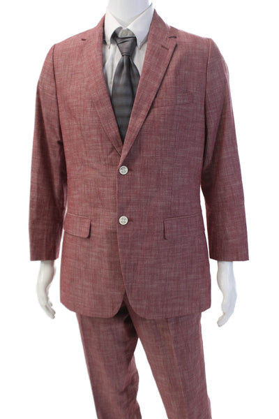 Tasso Elba Men's Long Sleeves Collared Lined Two Piece Pants Suit Red Size M 39