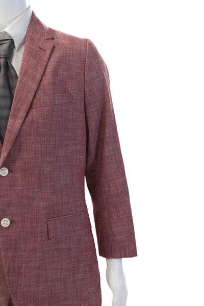 Tasso Elba Men's Long Sleeves Collared Lined Two Piece Pants Suit Red Size M 39