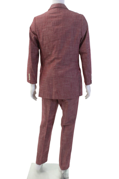 Tasso Elba Men's Long Sleeves Collared Lined Two Piece Pants Suit Red Size M 39