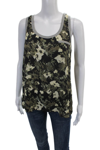Elizabeth and James Womens Silk Camouflage Print Tank Top Green Size XS