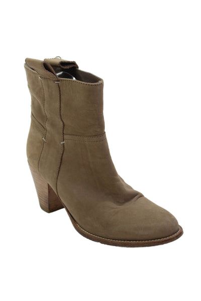 Vanessa Bruno Womens Slip On Block Heel Ankle Booties Brown Suede Size 36