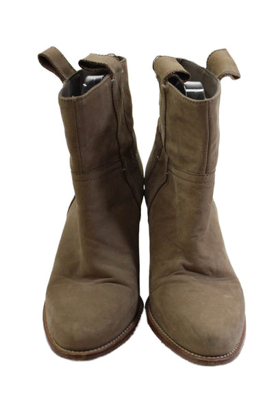 Vanessa Bruno Womens Slip On Block Heel Ankle Booties Brown Suede Size 36