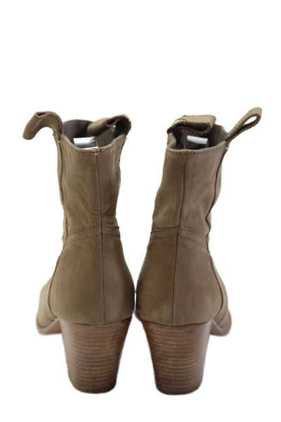 Vanessa Bruno Womens Slip On Block Heel Ankle Booties Brown Suede Size 36