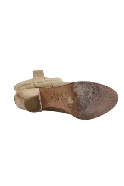 Vanessa Bruno Womens Slip On Block Heel Ankle Booties Brown Suede Size 36