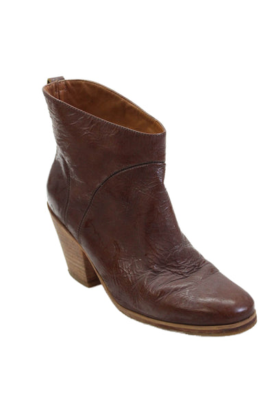 Rachel Comey Womens Slip On Block Heel Round Toe Booties Brown Leather Size 6.5