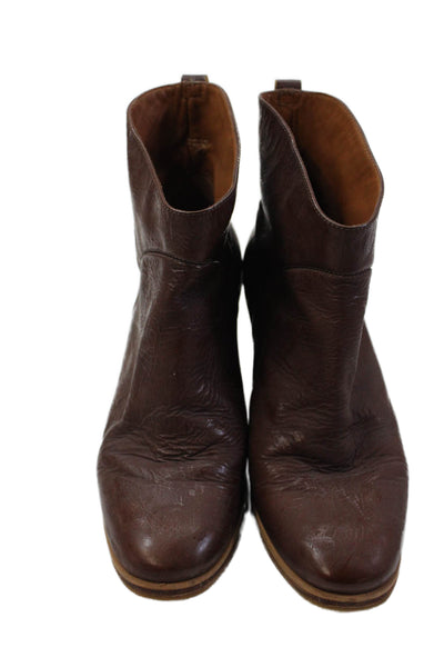 Rachel Comey Womens Slip On Block Heel Round Toe Booties Brown Leather Size 6.5