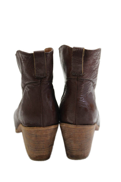 Rachel Comey Womens Slip On Block Heel Round Toe Booties Brown Leather Size 6.5