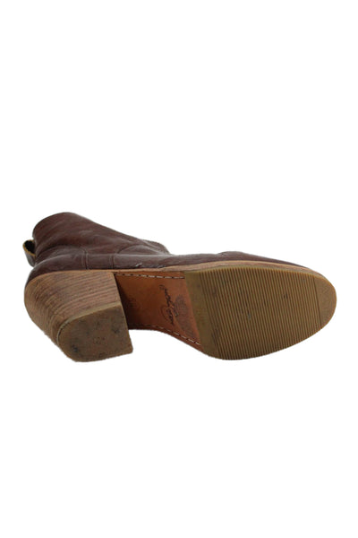 Rachel Comey Womens Slip On Block Heel Round Toe Booties Brown Leather Size 6.5