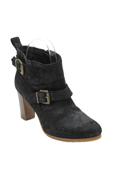 Vanessa Bruno Womens Side Zip Block Heel Ankle Booties Black Leather Size 36