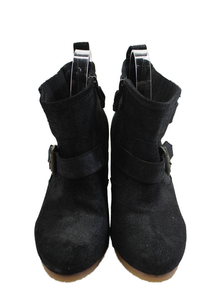 Vanessa Bruno Womens Side Zip Block Heel Ankle Booties Black Leather Size 36
