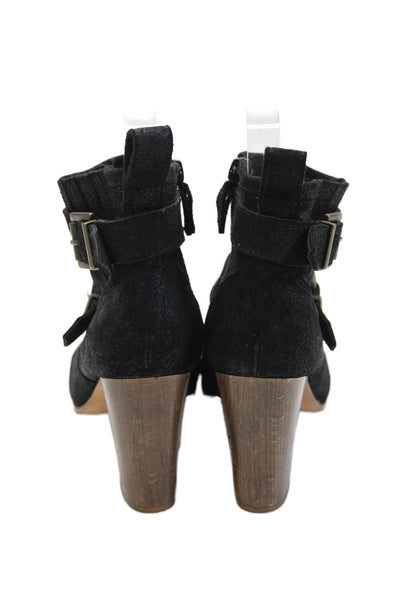 Vanessa Bruno Womens Side Zip Block Heel Ankle Booties Black Leather Size 36
