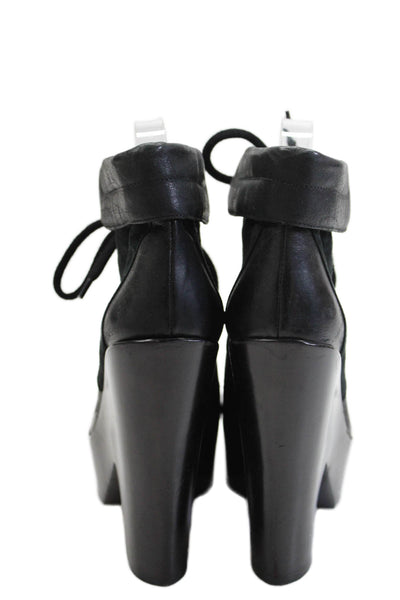 Derek Lam Womens Lace Up Block Heel Platform Booties Black Suede Size 37