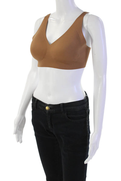 Comfelie Womens Hook Back Soft Knit Full Coverage Sports Bra Brown Size Small