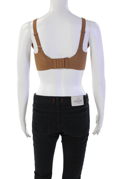 Comfelie Womens Hook Back Soft Knit Full Coverage Sports Bra Brown Size Small