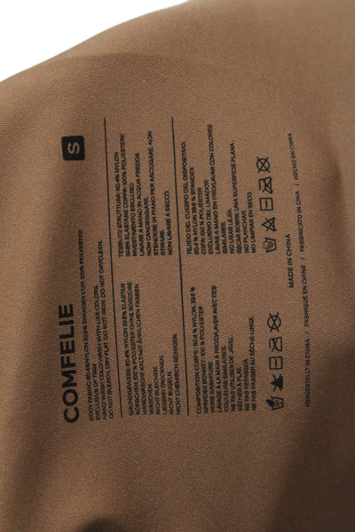 Comfelie Womens Hook Back Soft Knit Full Coverage Sports Bra Brown Size Small