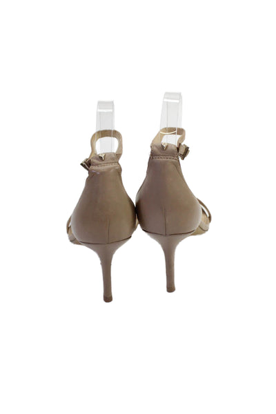 Sam Edelman Womens Leather Open Toe Ankle Strap Sandals Heels Beige Size 8.5M