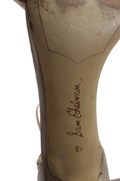 Sam Edelman Womens Leather Open Toe Ankle Strap Sandals Heels Beige Size 8.5M