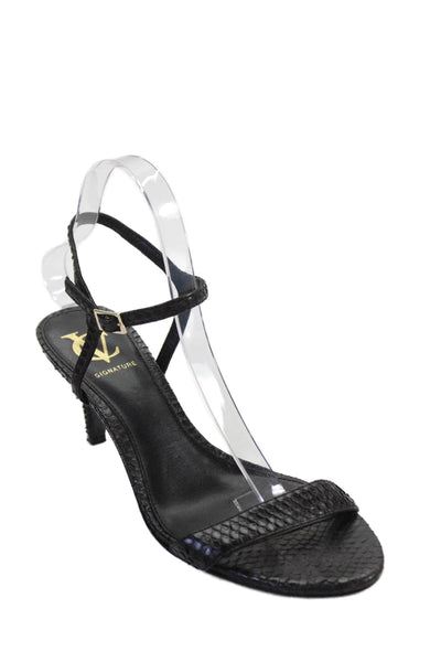 VC Signature Womens Leather Open Toe Ankle Strap Sandals Heels Black Size 8.5M