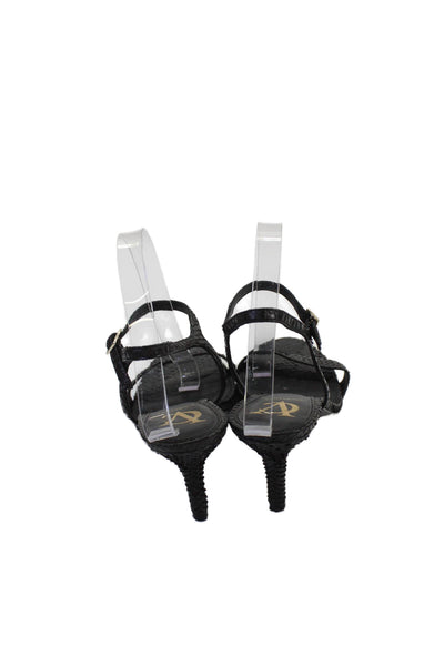VC Signature Womens Leather Open Toe Ankle Strap Sandals Heels Black Size 8.5M