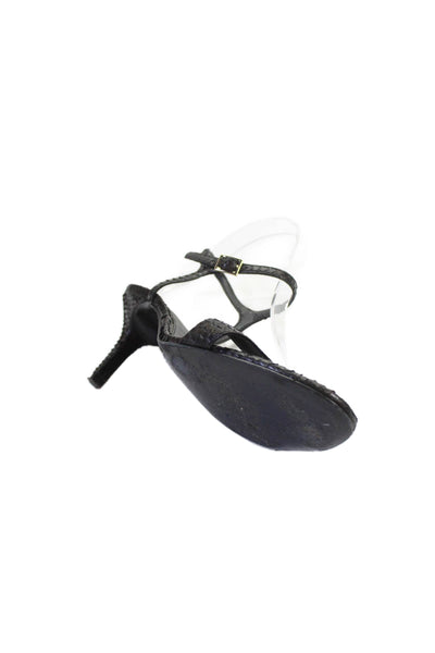 VC Signature Womens Leather Open Toe Ankle Strap Sandals Heels Black Size 8.5M