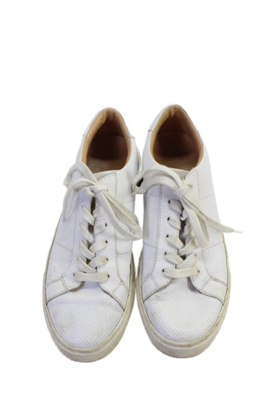 Greats Brookyln Womens Leather Round Toe Lace Up Low Top Sneakers White Size 9
