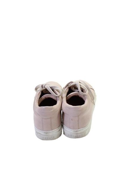 Greats Brookyln Womens Leather Round Toe Lace Up Low Top Sneakers Pink Size 9