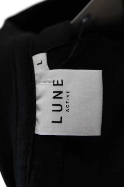 Lune Women's Round Neck Short Sleeves Athletic Cropped Top Black Size L