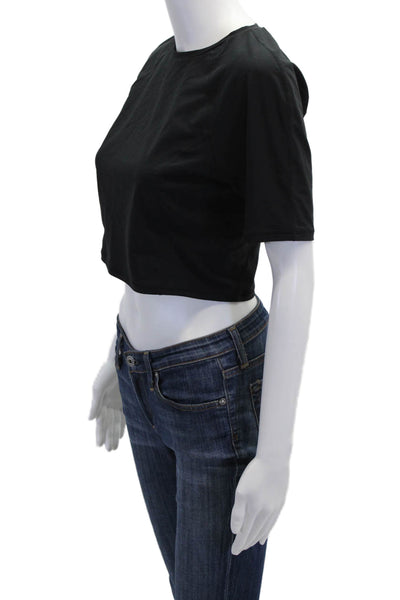 The Upside Women's Round Neck Short Sleeves Workout Cropped Top Black Size L