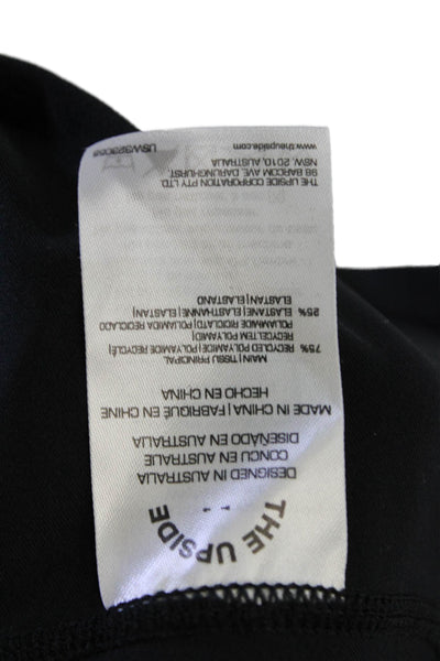 The Upside Women's Round Neck Short Sleeves Workout Cropped Top Black Size L