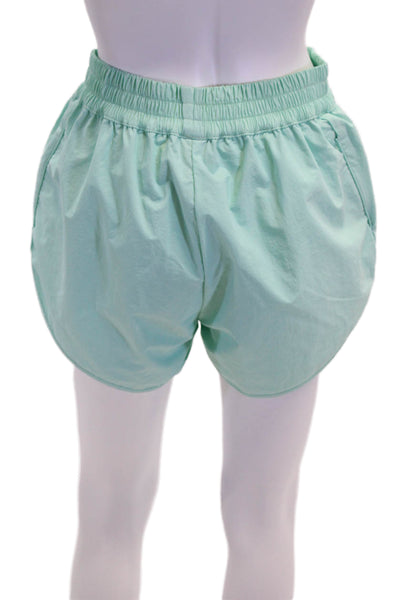 PE Nation Women's Elastic Waist Athletic Running Shorts Turquise Size M