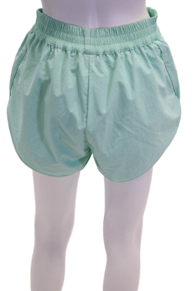 PE Nation Women's Pull-On Elastic Waist Running Shorts Turquise Size L