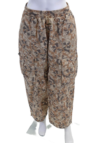 The Upside Women's Drawstring Waist Straight Leg Cargo Pants Camouflage Size S