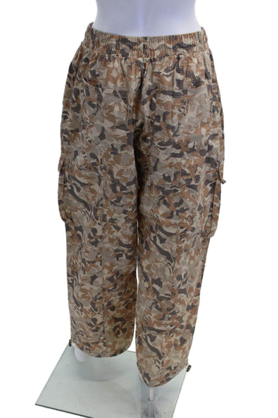 The Upside Women's Drawstring Waist Straight Leg Cargo Pants Camouflage Size S