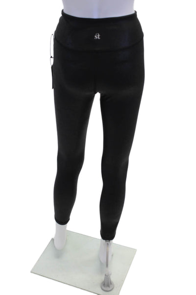 Strut This Women's High Waist Faux Leather Full Length Legging Black One Size