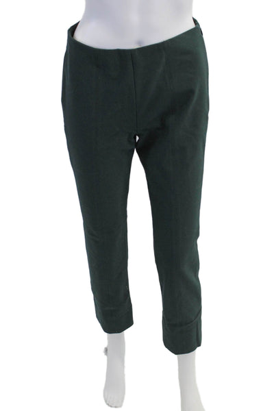 Vince Womens Side Zip High Rise Knit Ankle Leggings Pants Green Cotton Medium